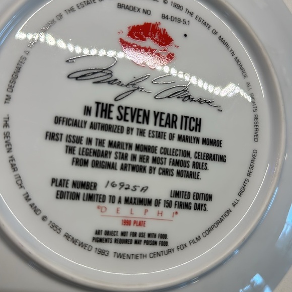 Marilyn Monroe In The Seven Year Itch Limited Edition Collector Plate - Picture 4 of 5